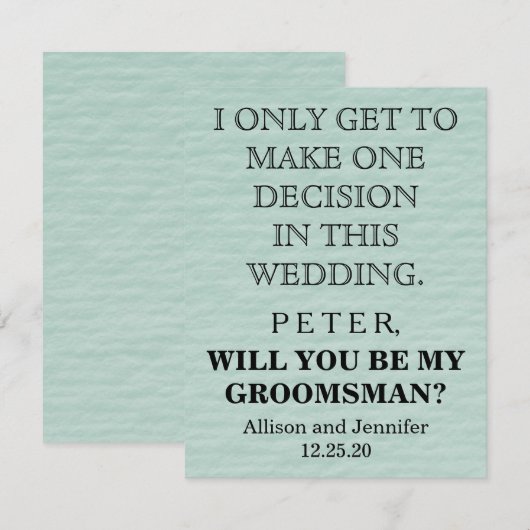 Bent u mijn Groomsman? Gepersonaliseerd Kaart (Voorkant / Achterkant)