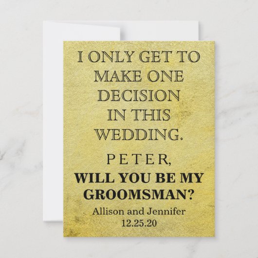 Bent u mijn Groomsman? Gepersonaliseerd Kaart (Voorkant)