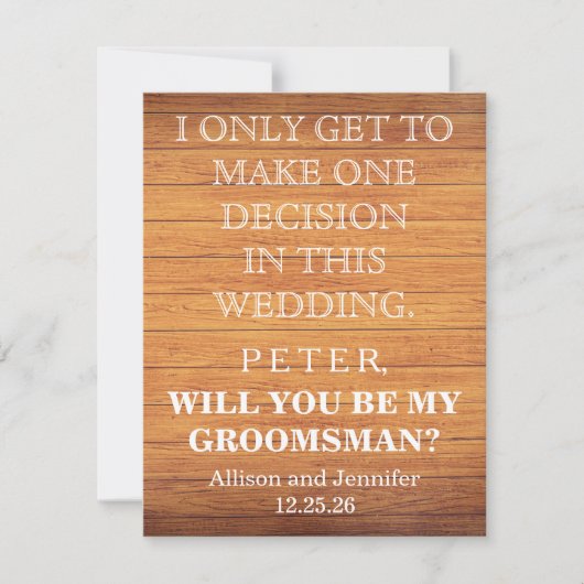 Bent u mijn Groomsman? Gepersonaliseerd Kaart (Voorkant)
