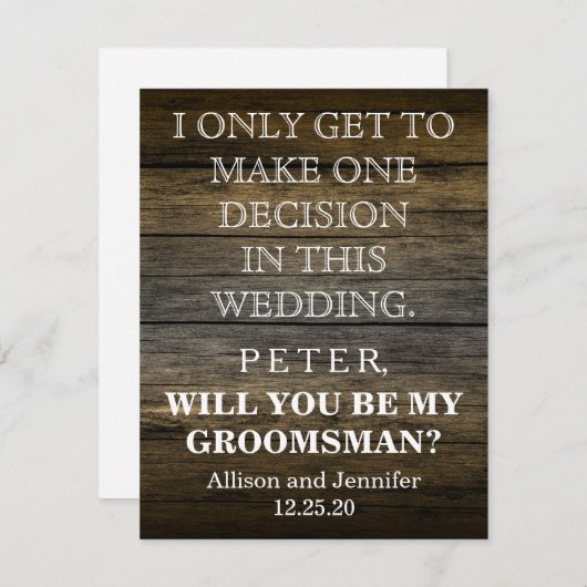 Bent u mijn Groomsman? Gepersonaliseerd Kaart (Voorkant / Achterkant)