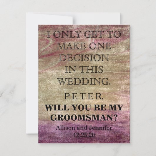 Bent u mijn Groomsman? Gepersonaliseerd Kaart (Voorkant)