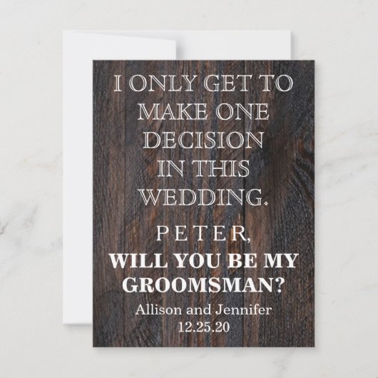 Bent u mijn Groomsman? Gepersonaliseerd Kaart (Voorkant)