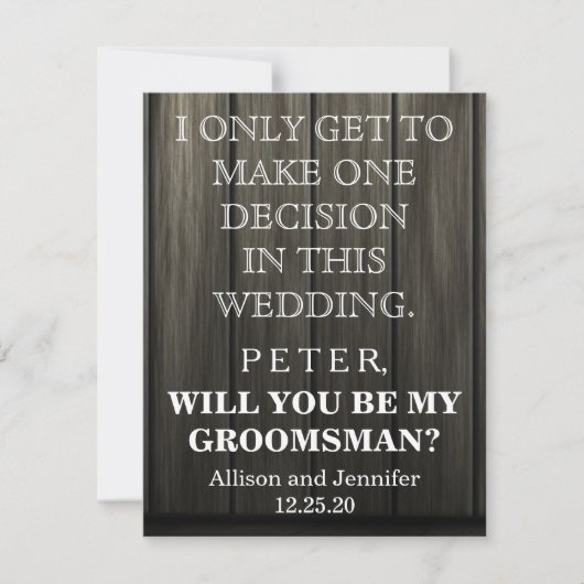 Bent u mijn Groomsman? Gepersonaliseerd Kaart (Voorkant)