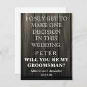 Bent u mijn Groomsman? Gepersonaliseerd Kaart (Voorkant / Achterkant)
