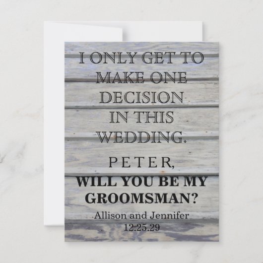 Bent u mijn Groomsman? Gepersonaliseerd Kaart (Voorkant)
