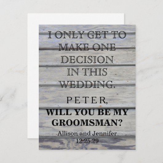 Bent u mijn Groomsman? Gepersonaliseerd Kaart (Voorkant / Achterkant)