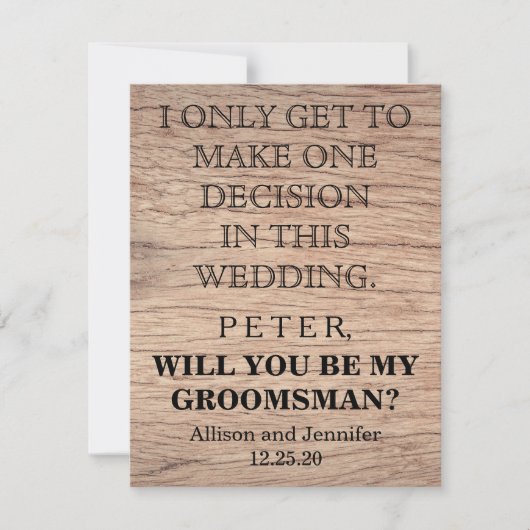 Bent u mijn Groomsman? Gepersonaliseerd Kaart (Voorkant)