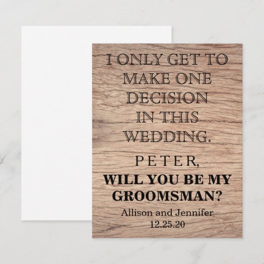 Bent u mijn Groomsman? Gepersonaliseerd Kaart (Voorkant / Achterkant)