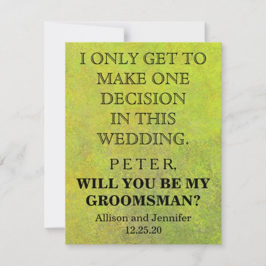 Bent u mijn Groomsman? Gepersonaliseerd Kaart (Voorkant)