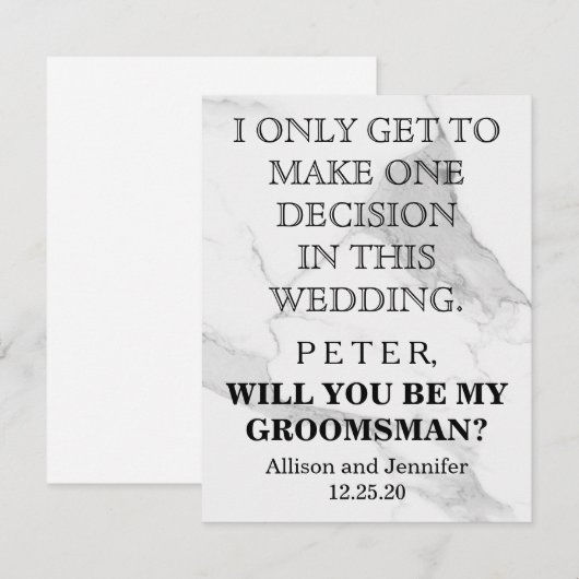 Bent u mijn Groomsman? Gepersonaliseerd Kaart (Voorkant / Achterkant)