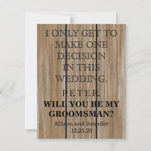 Bent u mijn Groomsman? Gepersonaliseerd Kaart (Voorkant)