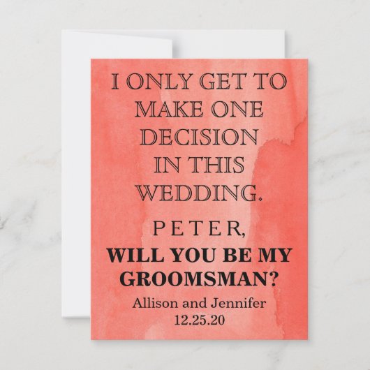 Bent u mijn Groomsman? Gepersonaliseerd Kaart (Voorkant)