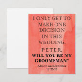 Bent u mijn Groomsman? Gepersonaliseerd Kaart (Voorkant / Achterkant)
