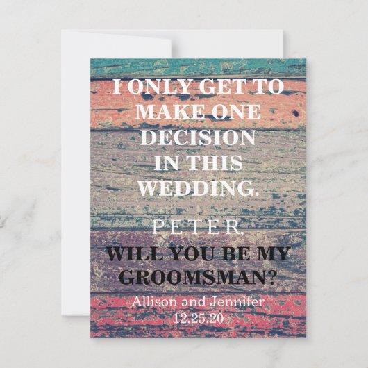 Bent u mijn Groomsman? Gepersonaliseerd Kaart (Voorkant)