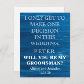 Bent u mijn Groomsman? Gepersonaliseerd Kaart (Voorkant / Achterkant)