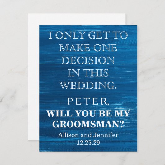 Bent u mijn Groomsman? Gepersonaliseerd Kaart (Voorkant / Achterkant)