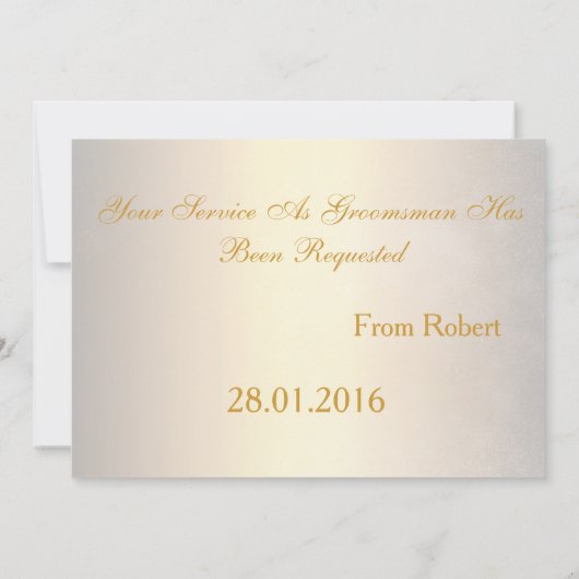 Bent u mijn Groomsman Gold & White Stropdas? Kaart (Achterkant)