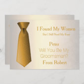 Bent u mijn Groomsman Gold & White Stropdas? Kaart (Voorkant / Achterkant)