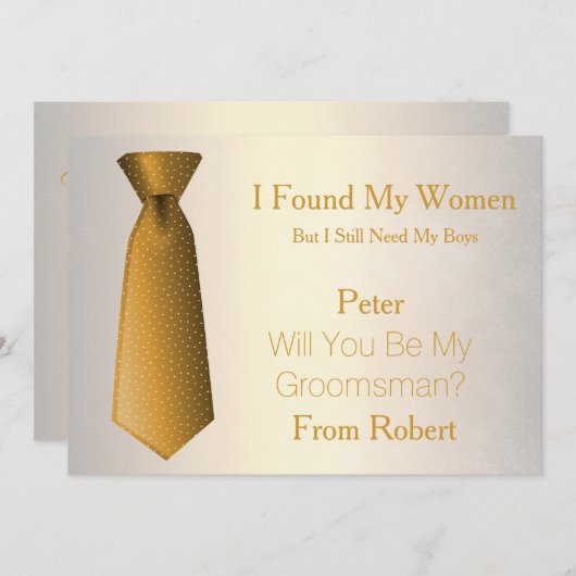 Bent u mijn Groomsman Gold & White Stropdas? Kaart (Voorkant / Achterkant)