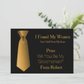 Bent u mijn Groomsman Gold & White Stropdas? Kaart (Staand voorkant)