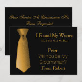 Bent u mijn Groomsman Gold & White Stropdas? Kaart (Voorkant / Achterkant)