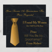 Bent u mijn Groomsman Gold & White Stropdas? Kaart (Voorkant / Achterkant)