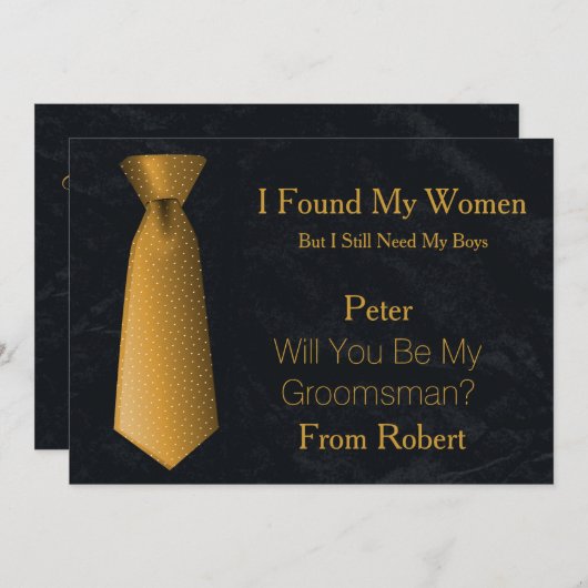 Bent u mijn Groomsman Gold & White Stropdas? Kaart (Voorkant / Achterkant)