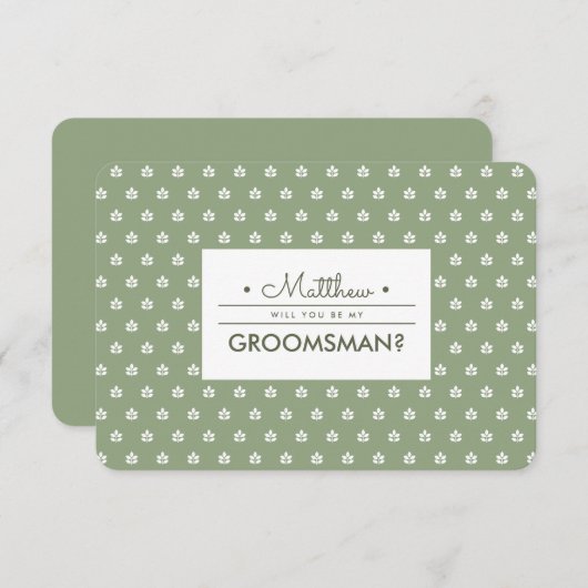 Bent u mijn Groomsman? Groene witte takken Kaart (Voorkant / Achterkant)