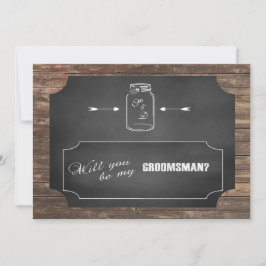 Bent u mijn Groomsman? Mason Jar Chalkboard Kaart