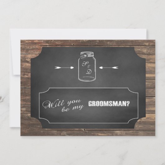Bent u mijn Groomsman? Mason Jar Chalkboard Kaart (Voorkant)