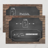 Bent u mijn Groomsman? Mason Jar Chalkboard Kaart (Voorkant / Achterkant)