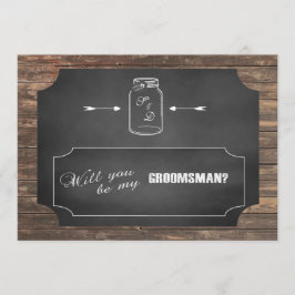 Bent u mijn Groomsman? Mason Jar Chalkboard Kaart
