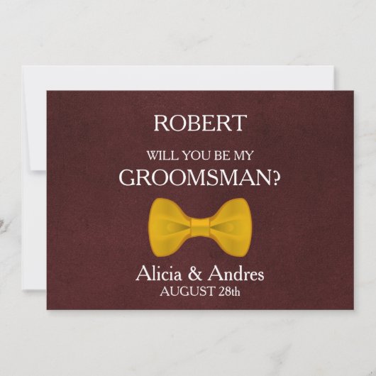 Bent u mijn Groomsman met Gold Bow Invitation? Kaart (Voorkant)