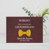Bent u mijn Groomsman met Gold Bow Invitation? Kaart (Staand voorkant)