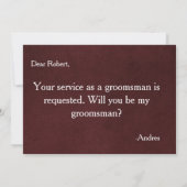 Bent u mijn Groomsman met Gold Bow Invitation? Kaart (Achterkant)