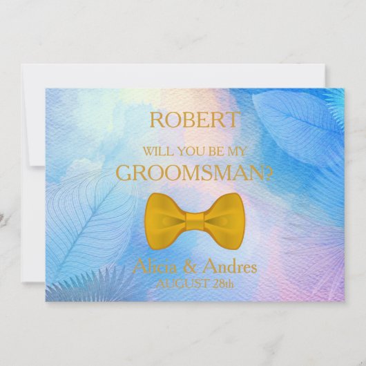 Bent u mijn Groomsman met Gold Bow Invitation? Kaart (Voorkant)