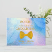 Bent u mijn Groomsman met Gold Bow Invitation? Kaart (Staand voorkant)