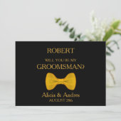 Bent u mijn Groomsman? met Gold Bow Kaart (Staand voorkant)