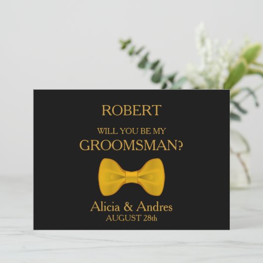 Bent u mijn Groomsman? met Gold Bow Kaart (Staand voorkant)