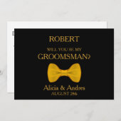 Bent u mijn Groomsman? met Gold Bow Kaart (Voorkant / Achterkant)