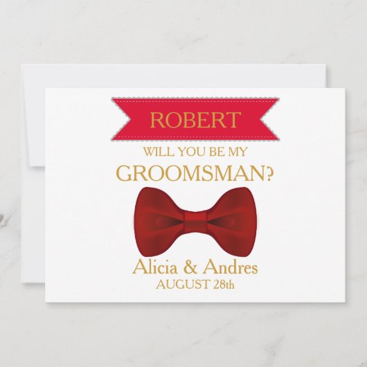 Bent u mijn Groomsman? met Gold Bow Kaart (Voorkant)