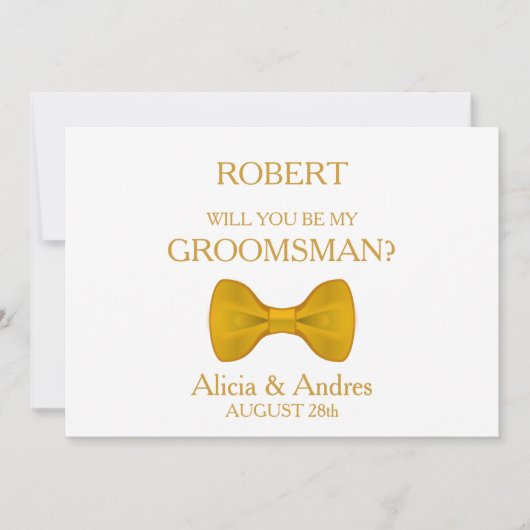 Bent u mijn Groomsman met Gold Bow? Kaart (Voorkant)