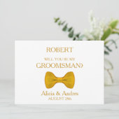 Bent u mijn Groomsman met Gold Bow? Kaart (Staand voorkant)