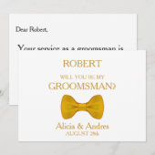 Bent u mijn Groomsman met Gold Bow? Kaart (Voorkant / Achterkant)