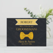 Bent u mijn Groomsman met Gold Bow? Kaart (Staand voorkant)
