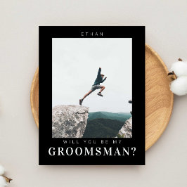 Bent u mijn Groomsman Minimale Foto Modern Dark? Briefkaart