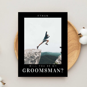 Bent u mijn Groomsman Minimale Foto Modern Dark? Briefkaart