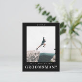 Bent u mijn Groomsman Minimale Foto Modern Dark? Briefkaart (Staand voorkant)
