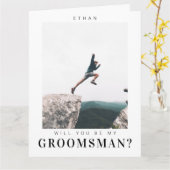 Bent u mijn Groomsman minimalistische foto Modern Kaart (Gele Bloem)