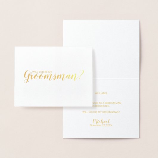 Bent u mijn Groomsman? Modern Script Gold Folie Kaarten (Display)